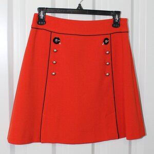 Leifsdottir for Anthropologie Regatta Orange Navy A-Line Mini Skirt - Size 2